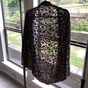 Floral Faux Velvet Shrug